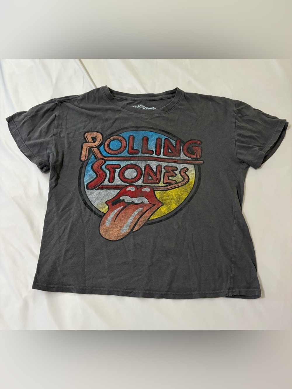 the Rolling Stones Charcoal Tee with Multicolor Logo